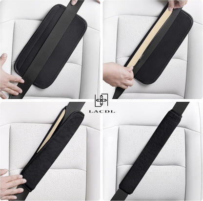 LACDL Extra Long Seatbelt Cover Super Soft Furry for Adults Kids Women & Men, Thick Plush Full Car Seat Belt Strap Cushion, Fluffy Shoulder Pad Protector, Auto Interior Accessories, 1pc, Black, 15.5in