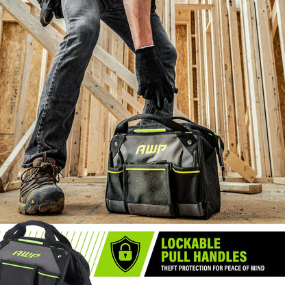 AWP Tool Bags, Premium Tool Bag, Black, Durable Tool Tote, for Professionals and Contractors