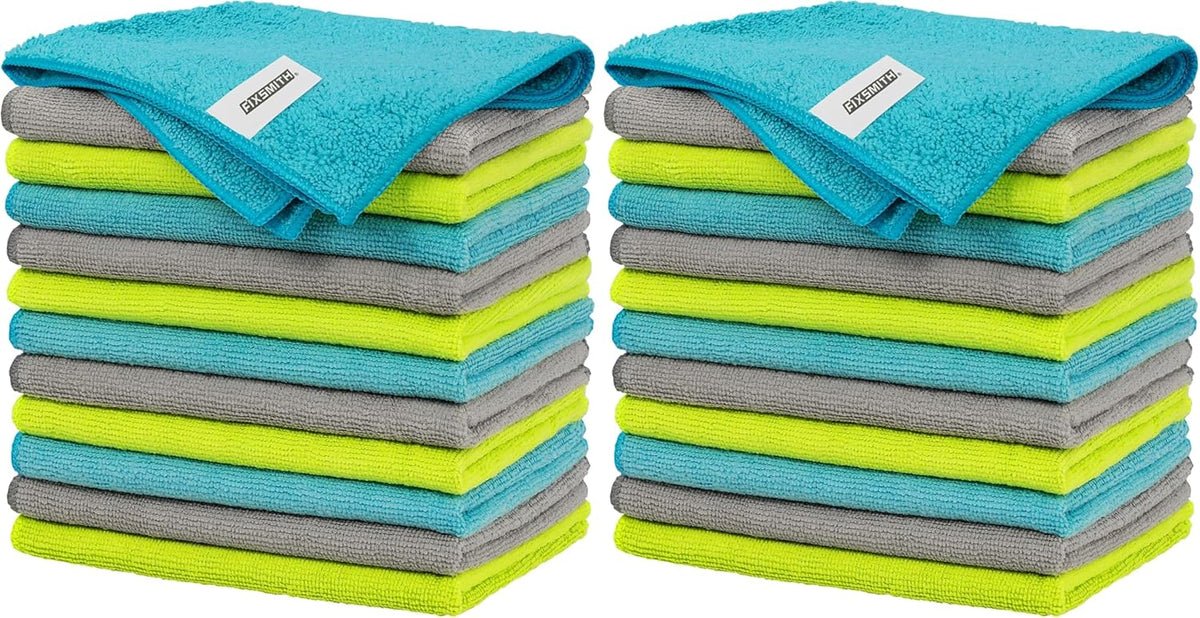 FIXSMITH Microfiber Cleaning Cloth - Pack of 50, Microfiber Towels for Cars 16 x 12 in, Highly Absorbent Cleaning Rags, Lint-Free, Streak-Free Cleaning Cloths for Car Kitchen Home Office