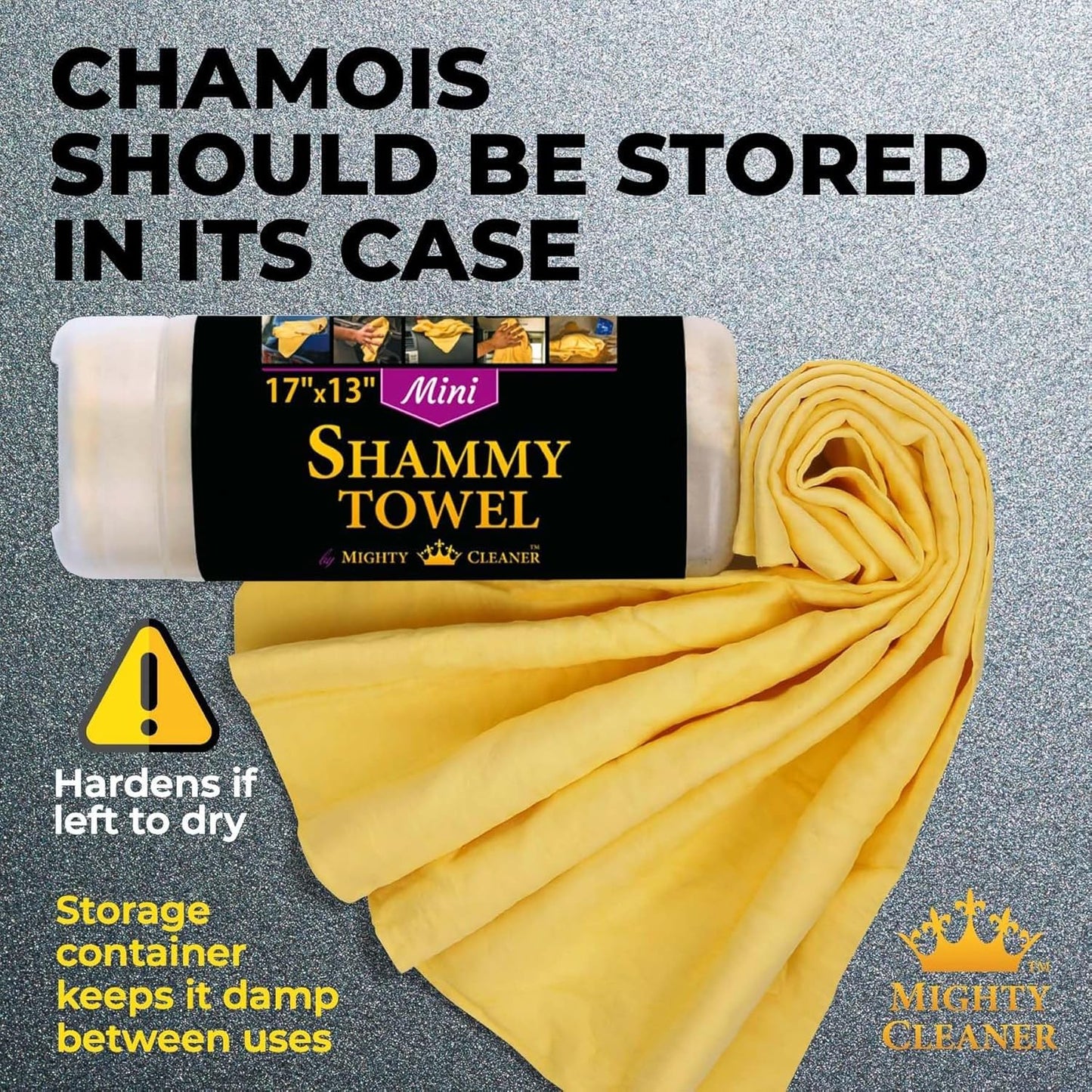 Premium 2pk Mini +1 Free Shammy Cloth for Car Drying - 17”x13” - Super Absorbent Chamois Towel for Car - Scratch-Free, Reusable & Soft Cleaning Towel