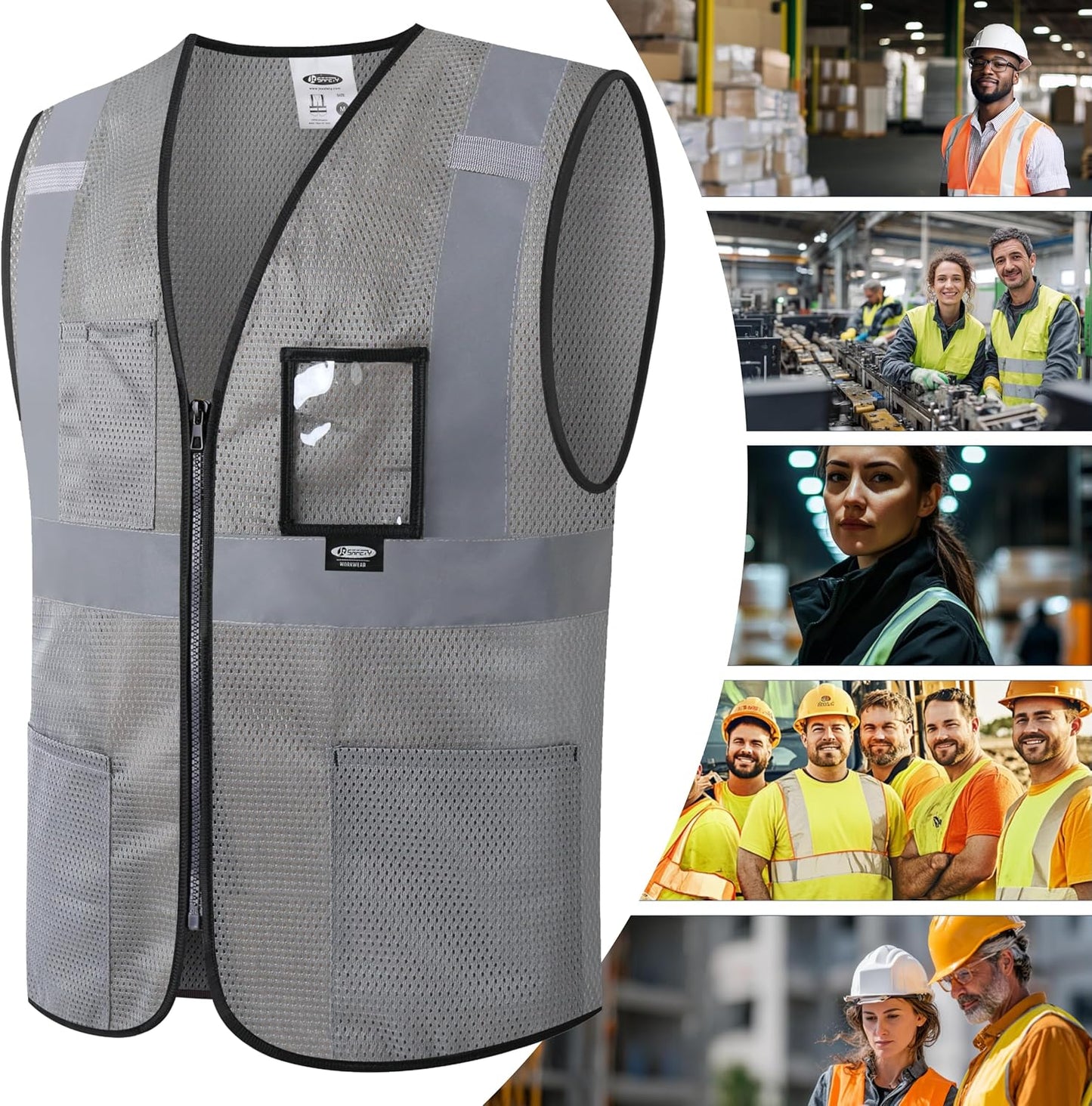 JKSafety Safety Vest for men women Hi Vis Vest with Pockets and Zipper High Visibility Meet ANSI Standard（BX310