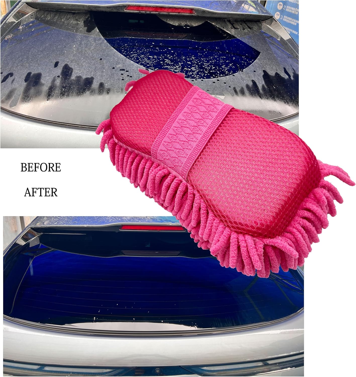 Microfiber Car Wash Sponge-Non-Scratch Wash Mitt-Two Sided Chenille Microfiber Washing Sponge-Mitt for Cars, Trucks, SUVs, Boats(2 Pack Green)