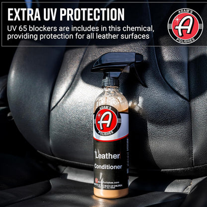 Adam's Polishes Leather Conditioner 16oz - Conditions Leather, Vinyl, and Plastic Interior Surfaces - Contains Premium UV Blockers for SPF 65 Protection - Long Lasting Protection