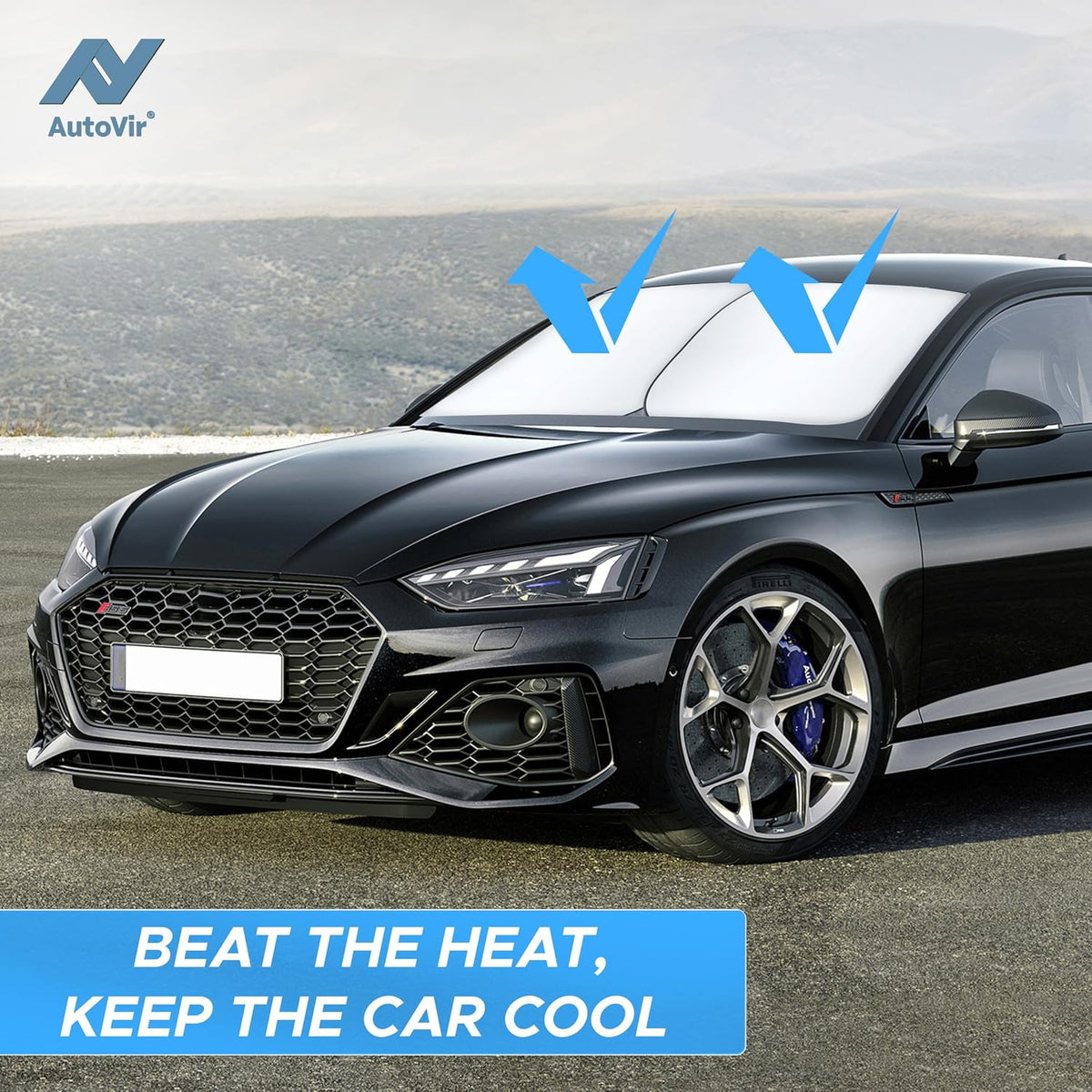 Autovir Car Windshield Sun Shade Foldable | Front Windshield Shade for Sun, Heat and UV Rays | Sunshade for Car Front Window and Interior Sun Protection | Medium (28 x 31 inches)