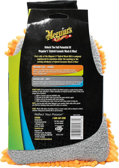 Meguiar's Hybrid Wash Mitt, Dual Sided for Washing and Waxing, Clear Coat Safe and Reusable - 1 Mitt