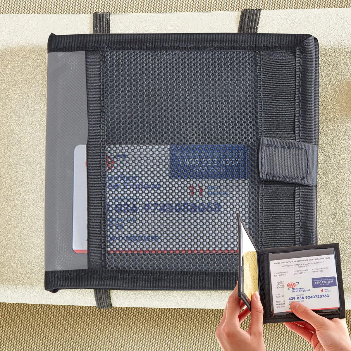 High Road Car Registration and Insurance Card Holder for Sun Visor, Glove Box or Console with 2 Clear Hidden Car Document Pockets
