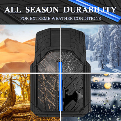 CAR PASS Heavy Rubber Car Floor Mats, Deep Waterproof Car Mats All Weather, Universal Trim-to Fit Automotive Floor Mats for Car SUV Truck Van, Durable Floor Liners Solid Black