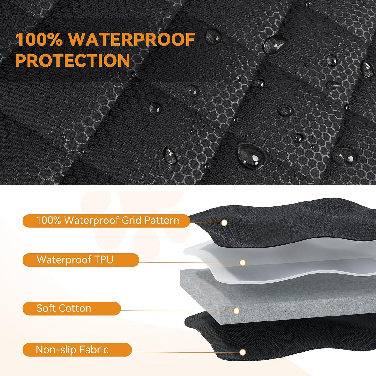 PETICON Waterproof Scratchproof Pet Bench Seat Covers for Cars, SUVs, Nonslip Durable Back Seat Cover for Dogs, 600D Oxford Fabric, Machine Washable