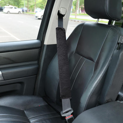 Amooca Soft Faux Fur Universal Fit Seatbelt Cover Car Truck SUV Airplane Seat Belt Shoulder Pad for Carmera Backpack Straps Neck Cushion Protector 2 Pack 10.5in Dark Gray