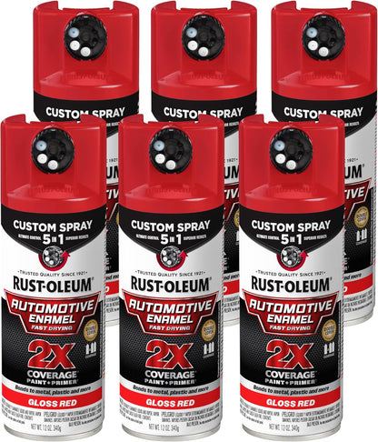 Rust-Oleum 2X Automotive Enamel Custom Spray 5-in-1 Spray Paint, 12 oz, Gloss Clear