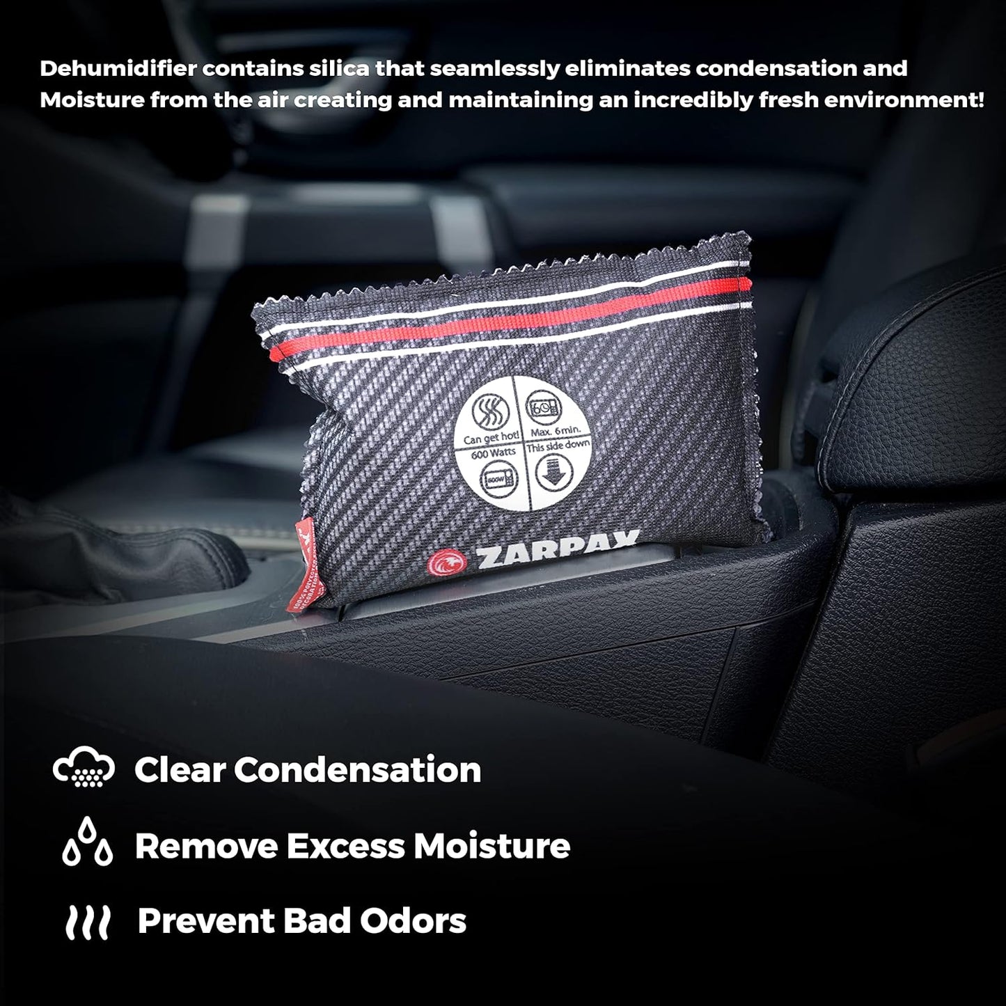 Reusable Car Dehumidifier Bag (2 Pack) Rechargeable Dehumidifier bags for Car, Trucks, and RVs - Prevent Damp & Moisture on Windscreens - Leakproof Moisture Absorber for Car and Home