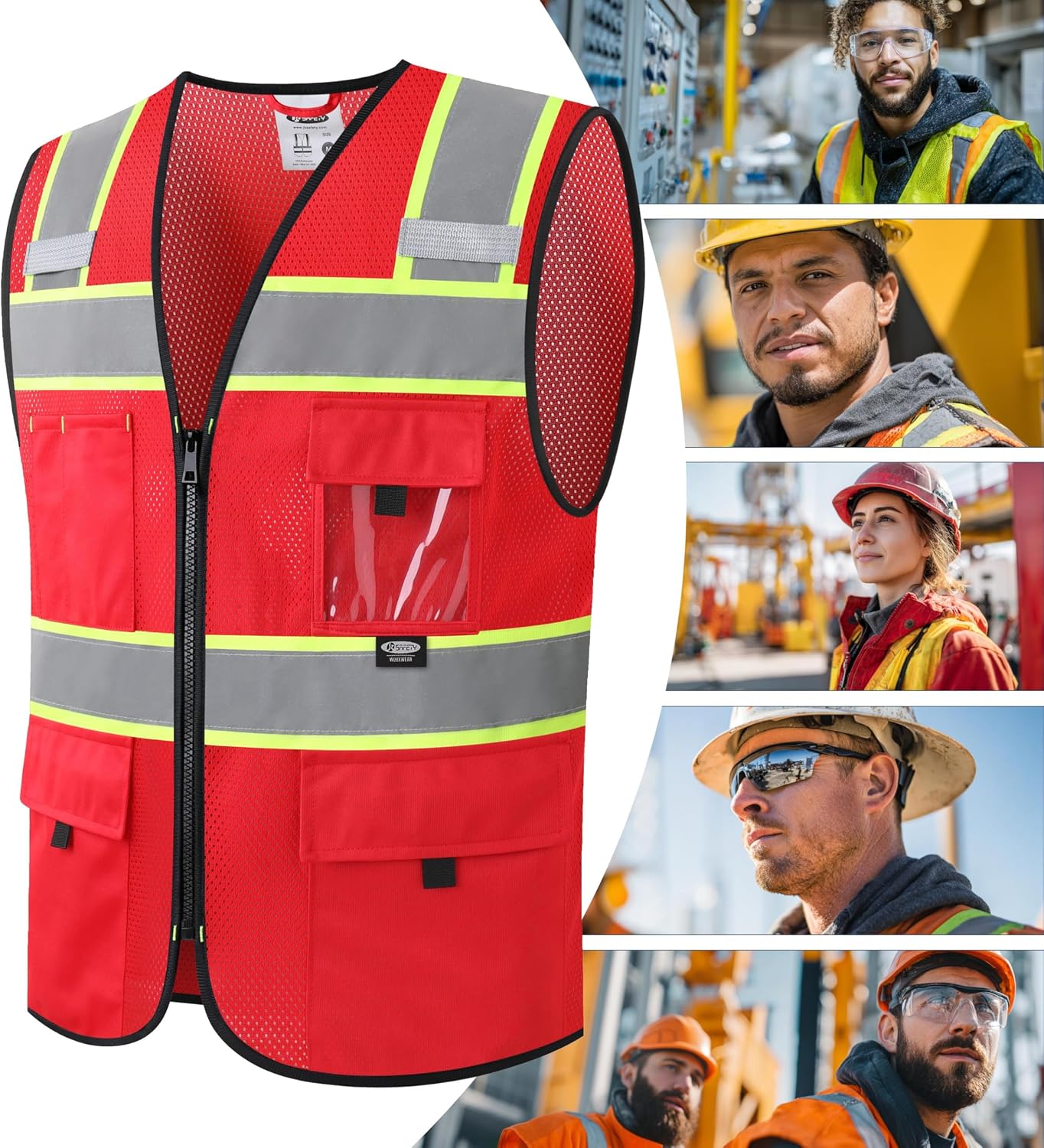 JKSafety Safety Vest for Men Women Hi Vis Relfective Vest with Pockets High Visibility Meet ANSI Standard