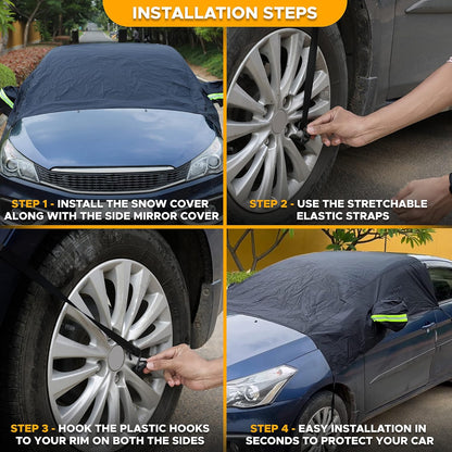 EcoNour Windshield Cover for Ice and Snow - Universal Fit for Car, SUV, Truck, Heavy Duty 600D Oxford Fabric Frost Protector for Ice & Sleet, Includes Anti-Theft Straps, Medium (69"x42")