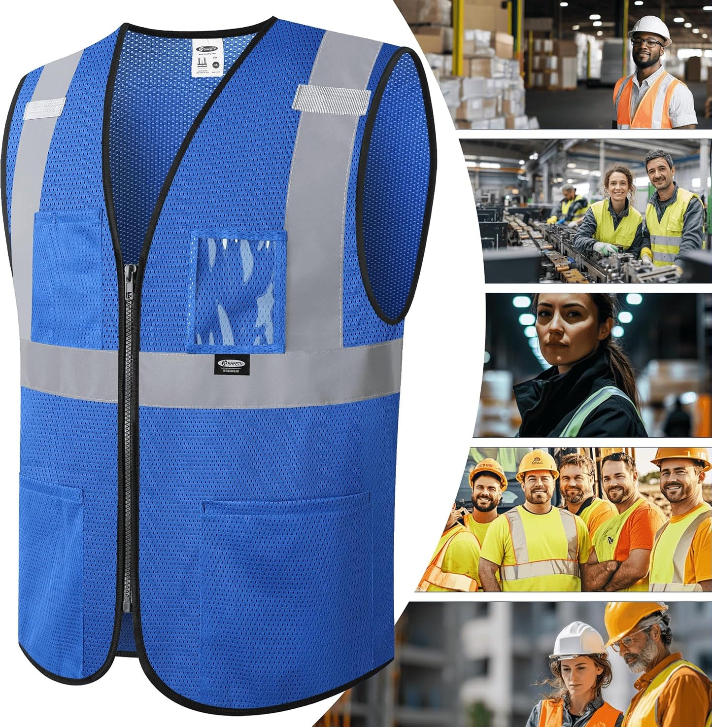JKSafety Safety Vest for men women Hi Vis Vest with Pockets and Zipper High Visibility Meet ANSI Standard（BX310