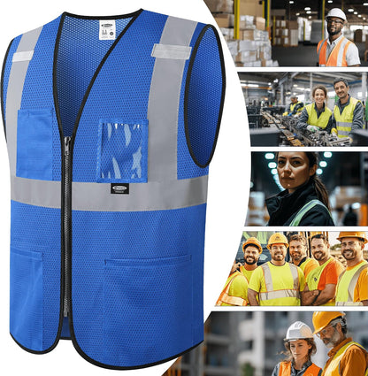 JKSafety Safety Vest for men women Hi Vis Vest with Pockets and Zipper High Visibility Meet ANSI Standard（BX310