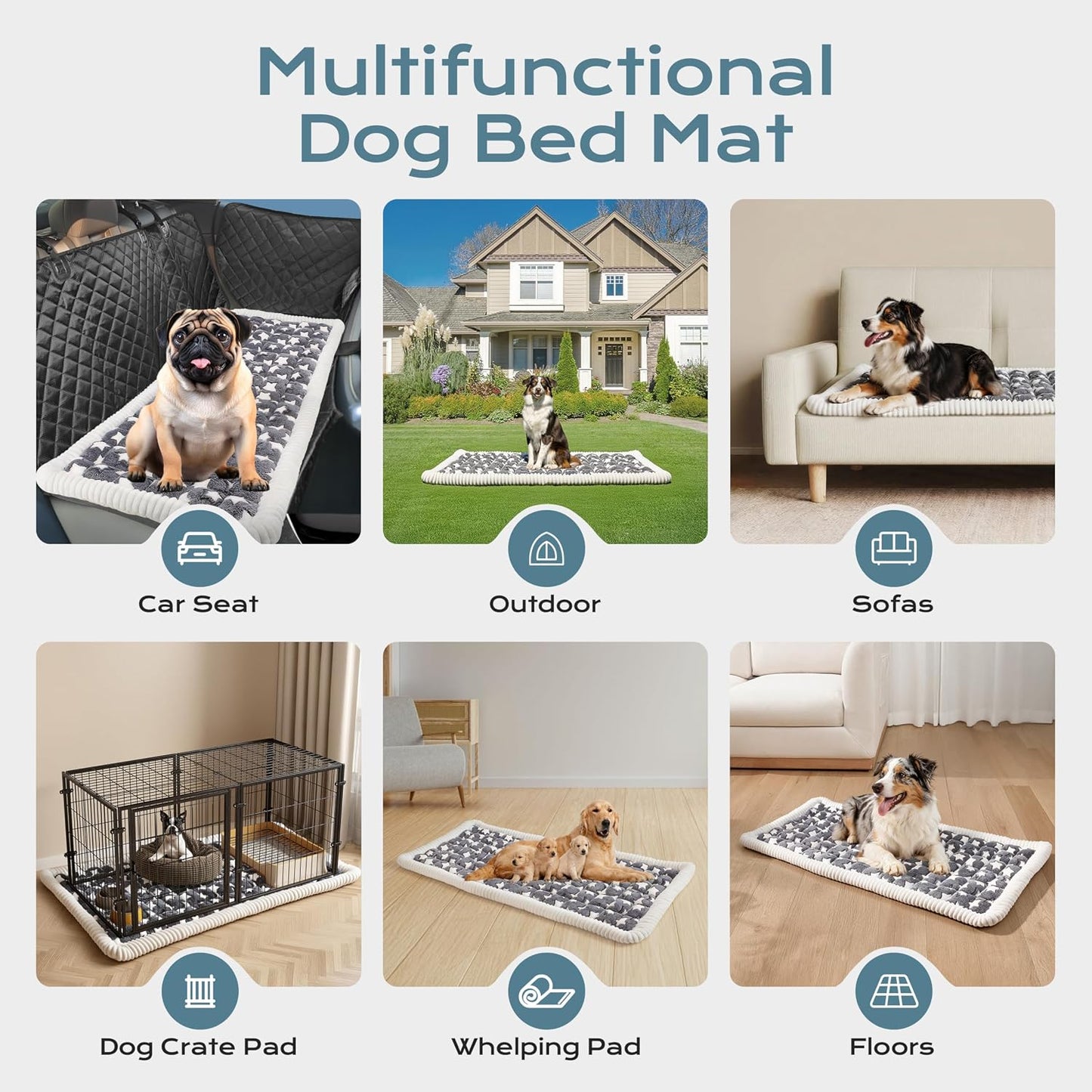 Backseat Dog Bed Mat for Car, Dog Car Seat Cover for Back Seat, Pet Car Blanket Soft and Comfortable, Bottom Non-Slip, Washable Travel Pet Mat for Cars Trucks and SUVs