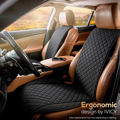 IVICY Faux Linen Front Car Seat Cover – Non-Slip Bucket Seat Protector for Most Cars, SUVs, Vans & Trucks – 1 Seat Cover, Machine Washable, Side-Airbag Friendly, Light Beige