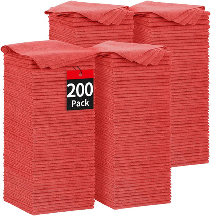 Microfiber Cleaning Cloth, 100 Pack Cleaning Rags Microfiber Towel Bulk Absorbent Lint-Free Wash Cloths, All-Purpose Shop Towels for Cars, Automotive, Garage, Home & Kitchen 11.5"*11.5"