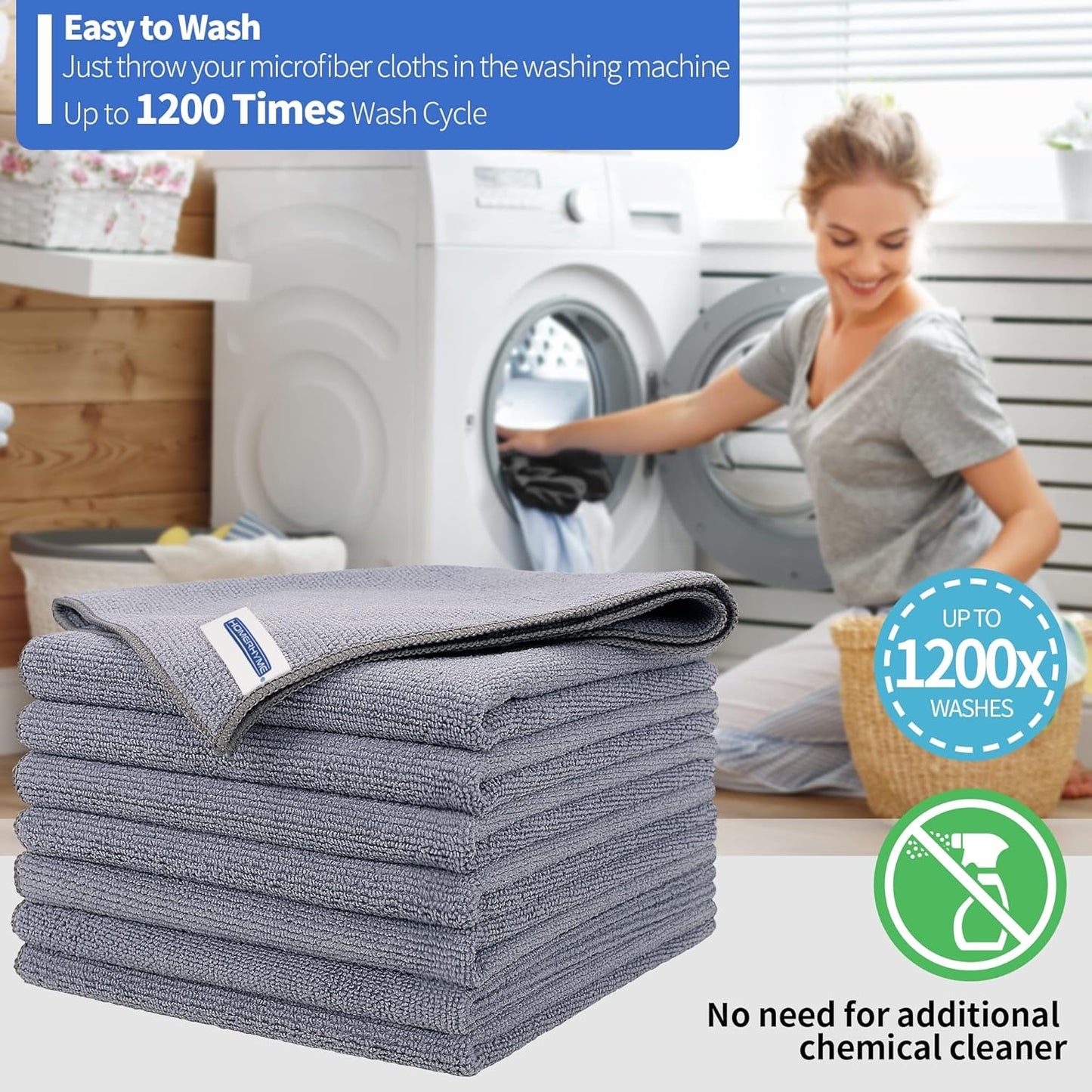 Microfiber Cleaning Cloth, 100 Pack Cleaning Rags Microfiber Towel Bulk Absorbent Lint-Free Wash Cloths, All-Purpose Shop Towels for Cars, Automotive, Garage, Home & Kitchen 11.5"*11.5"