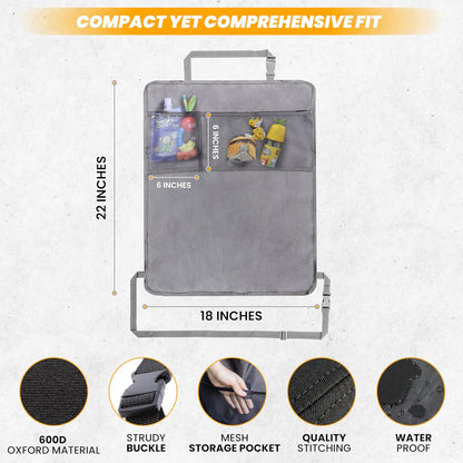 EcoNour Car Kick Mats Back Seat Protector (2 Pack),Car Seat Protector & Backseat Organizer with Storage Pockets for Kids,Waterproof Back Seat Cover for Dirt,Mud & Scratch Protection Travel Accessories
