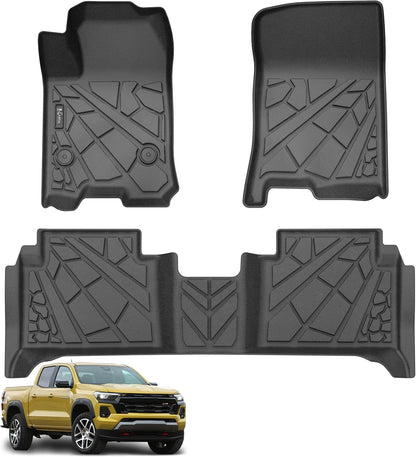 KARPAL Floor Mats for 2007-2013 Chevy Silverado & GMC Sierra 1500 Crew Cab / 2007-2014 2500/3500 HD(Footwell Coverage), All-Weather TPE Custom Fit Floor Liners Car Accessories