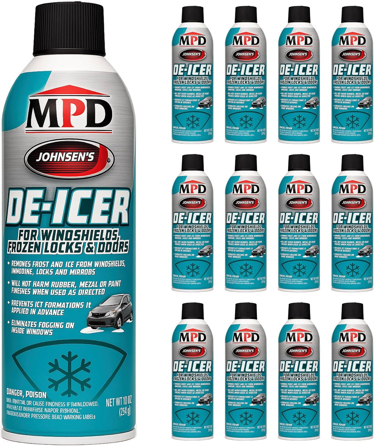 MPD Cobalt Charm Windshield De-Icer Spray – Fast Acting Ice & Frost Remover for Car Windows, Mirrors, Locks & Doors | Prevents Refreezing | Safe for Paint, Metal & Rubber | 10 oz Aerosol Can (2-Pack)