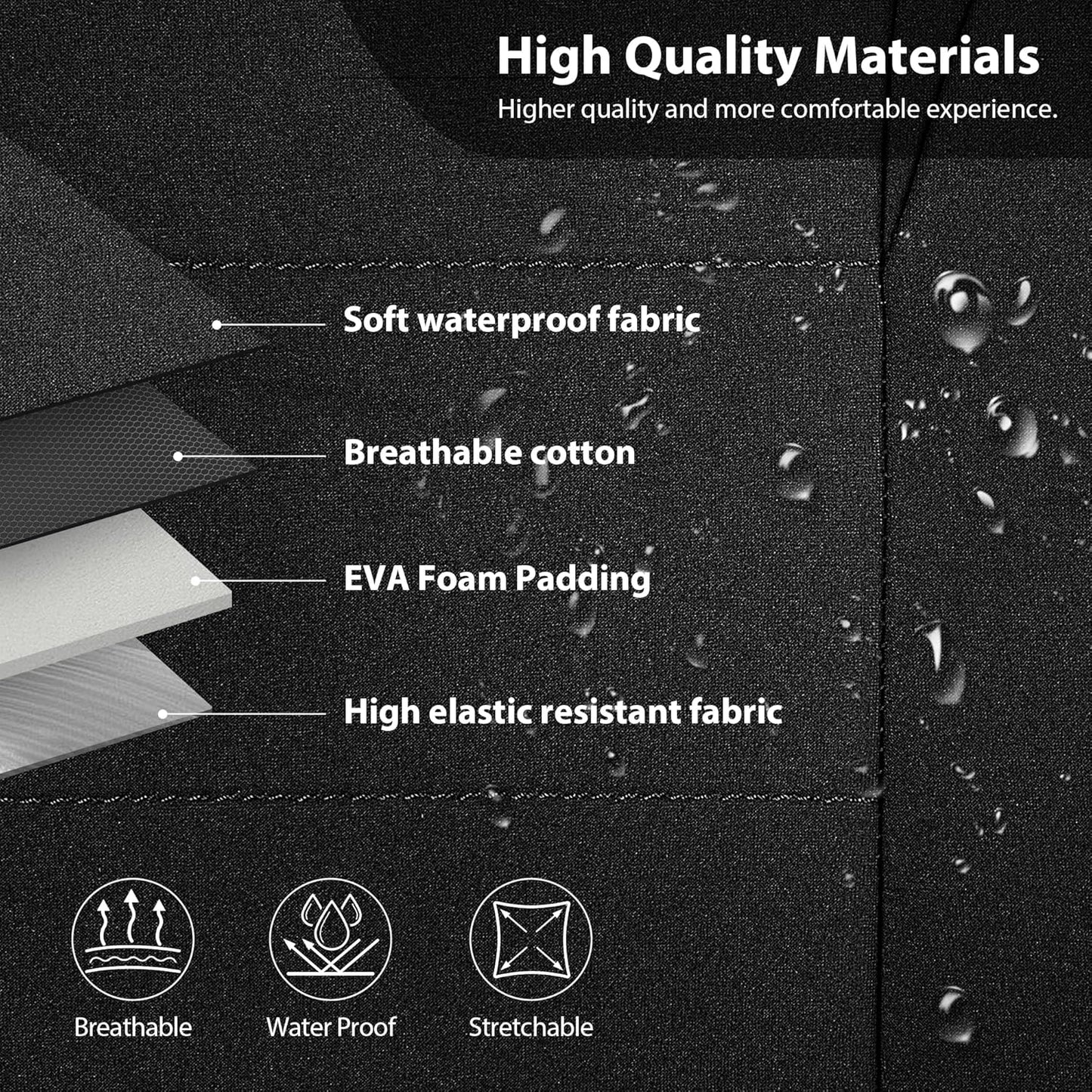 CAR PASS Waterproof Car Seat Covers Front Seats Only with 5mm Composite EVA, Neoprene Car Seat Cover with Separate Headrest Cover, Quick Setup Universal Fit for Car SUV Trucks,Airbag Compatible（Gray