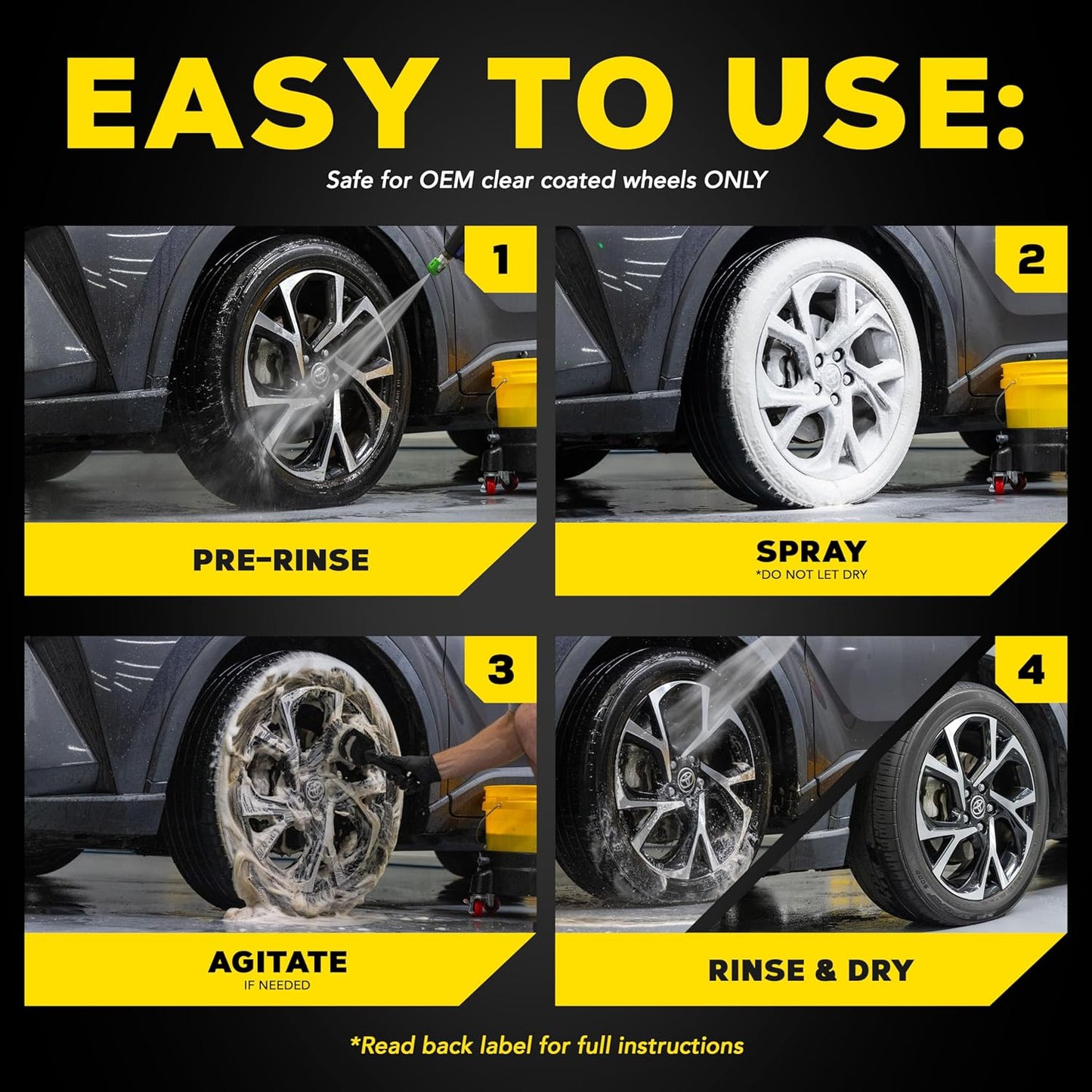 Meguiar's Hot Rims Foaming Wheel & Tire Cleaner - Combines a Wheel and Tire Cleaner in One Product that Quickly Powers through Brake Dust and Grime on OEM Clear Coated Wheels, 20 Oz Foam