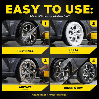 Meguiar's Hot Rims Foaming Wheel & Tire Cleaner - Combines a Wheel and Tire Cleaner in One Product that Quickly Powers through Brake Dust and Grime on OEM Clear Coated Wheels, 20 Oz Foam