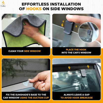 EcoNour Car Side Window Sun Shade (2 Pack) | Retractable Roller Sunshade for Kids | Baby Car Window Shades for UV and Sun Glare Protection | Baby Travel Accessories (15"x17")