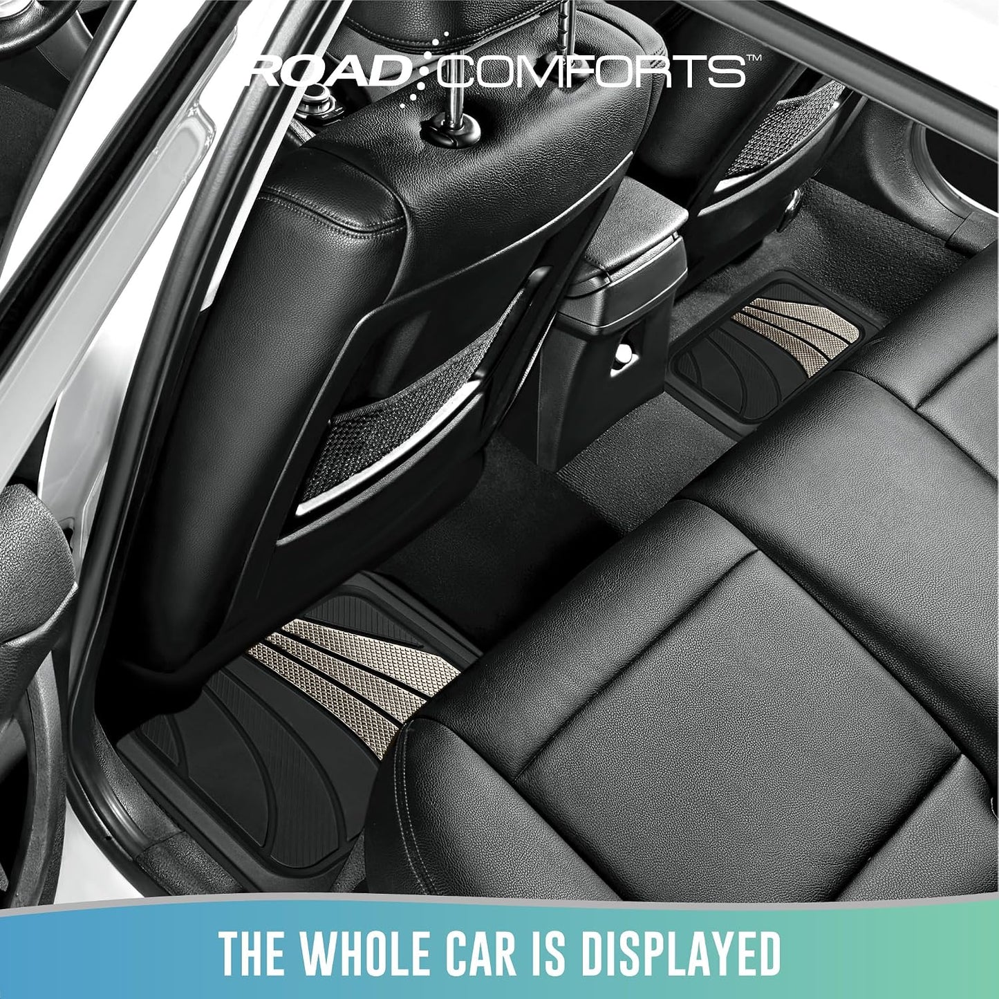 Road Comforts Car Floor Mats Full Set – Front & Rear Car Floor Mats with Aluminum Design, Anti-Slip Backing, All-Weather Protection, Trim-to-Fit Car Mats for Most Sedans, SUVs & Vans -All Pink