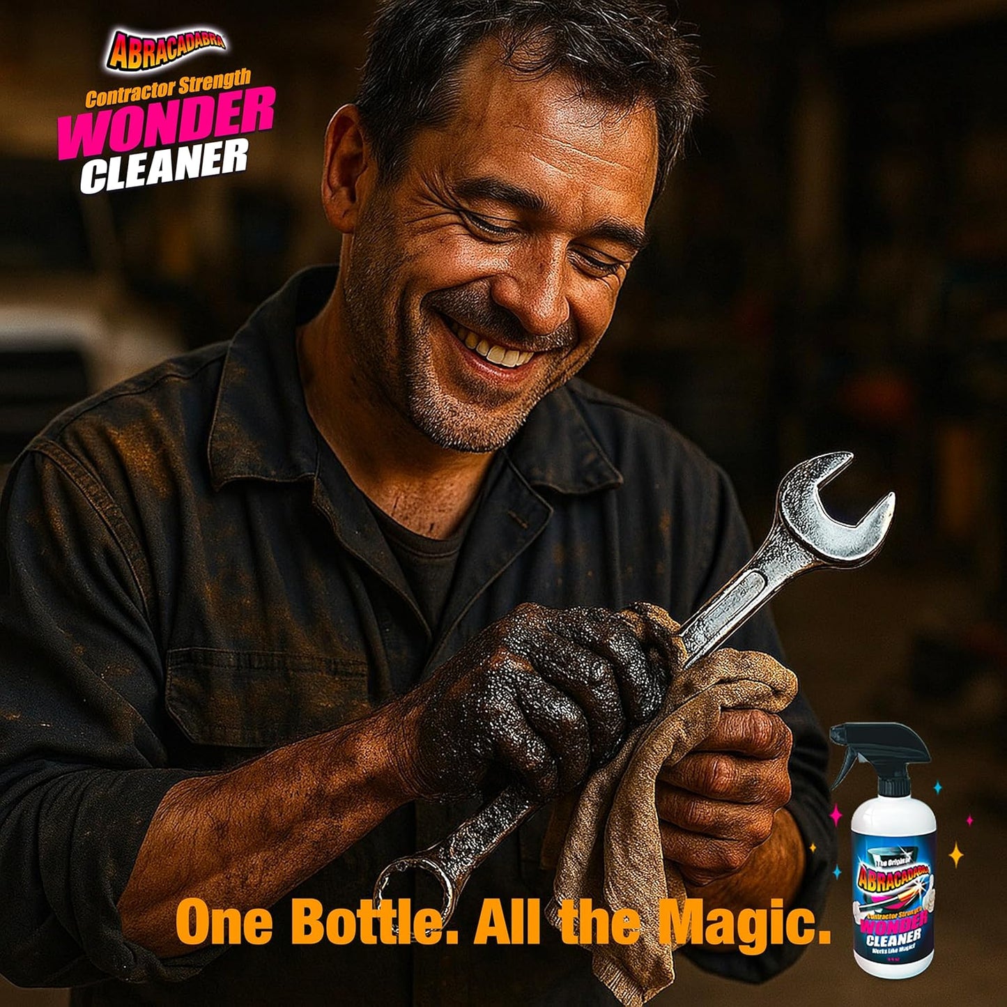 Abracadabra® Wonder Cleaner Spray 16 oz - As Seen on TV Contractor Strength Adhesive, Tar, Gum, Sap & Sticker Remover - Citrus Cleaner for Cars, Garage Floors, Concrete, Tile, Metal & Wood