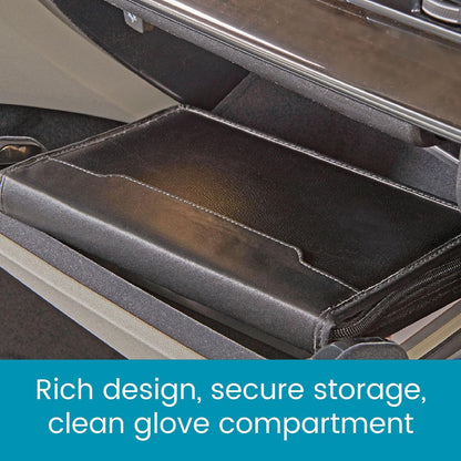 High Road Car Owners Manual Case and Glove Compartment Document Holder - Pebbled Faux Leather Glove Box Organizer for Car, SUV, Truck