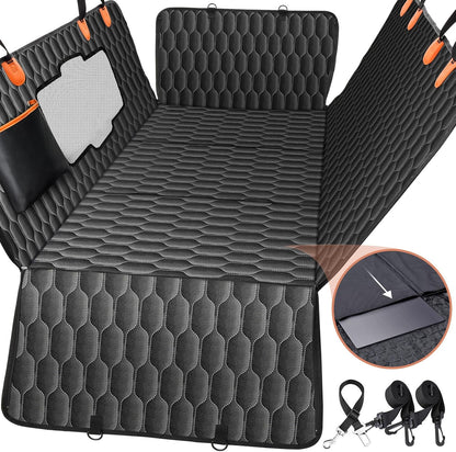 Chumajor Back Seat Extender for Dogs-Supports 400lb,Waterproof Dog Car Seat Cover Hard Bottom-Detachable,600D Heavy Duty Scratch Proof Nonslip Soft,Dog Hammock for Car,SUVs