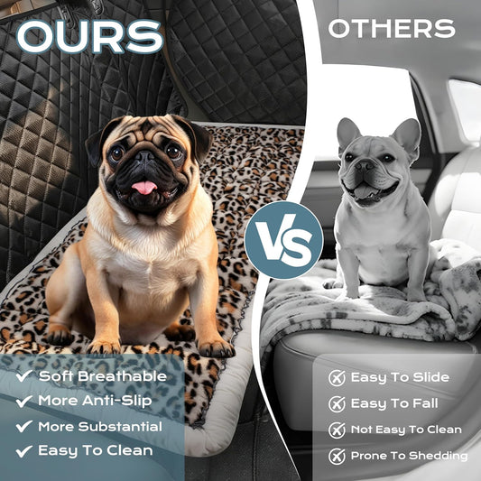 Backseat Dog Bed Mat for Car, Dog Car Seat Cover for Back Seat, Pet Car Blanket Soft and Comfortable, Bottom Non-Slip, Washable Travel Pet Mat for Cars Trucks and SUVs