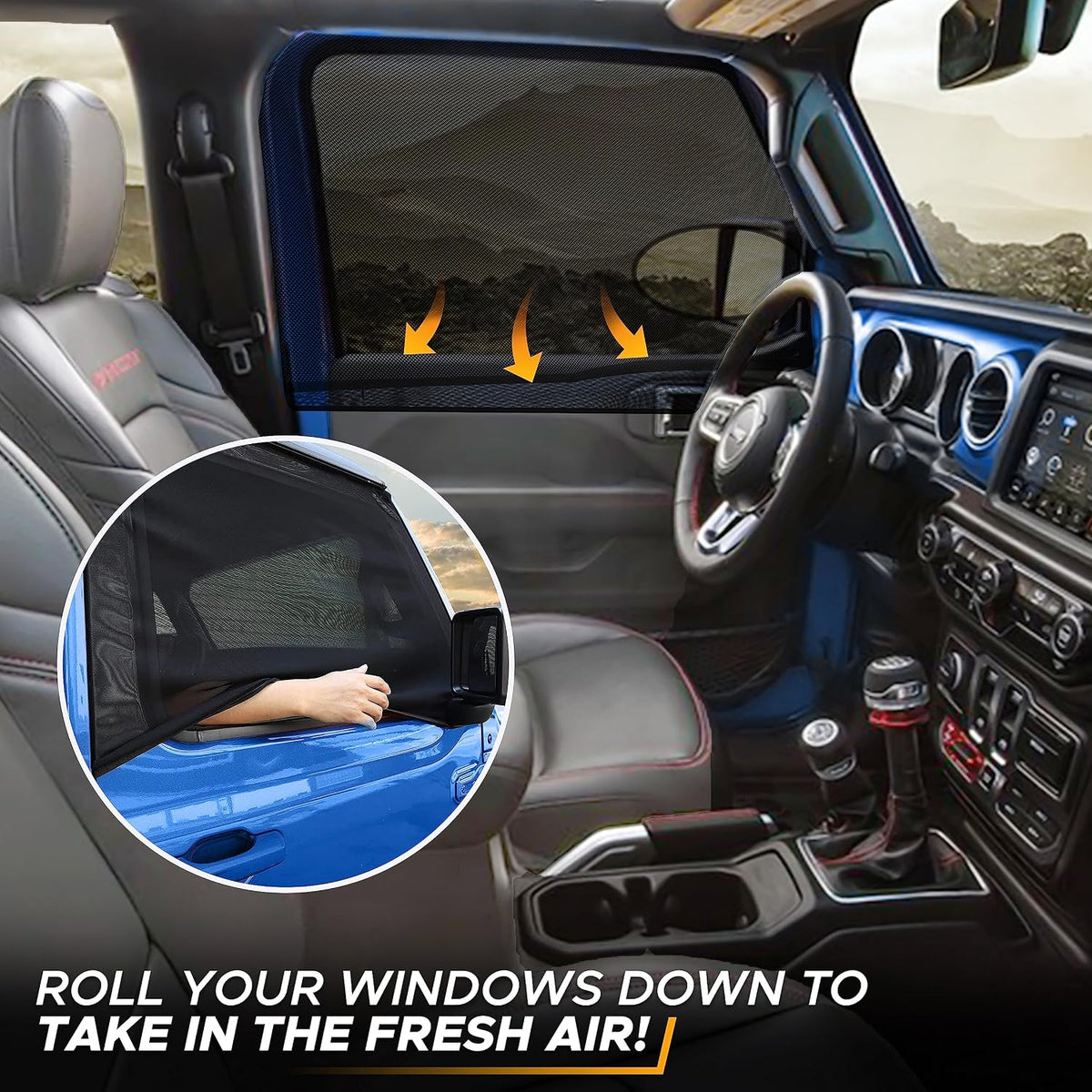 EcoNour Car Window Shades for Side Windows (Pack of 2) | Sun Shade for Car Heat and UV Protection | Adjustable Elastic Fabric Baby Car Shade | Rear Side Window Sun Shade Accessories (Large 21"x36")