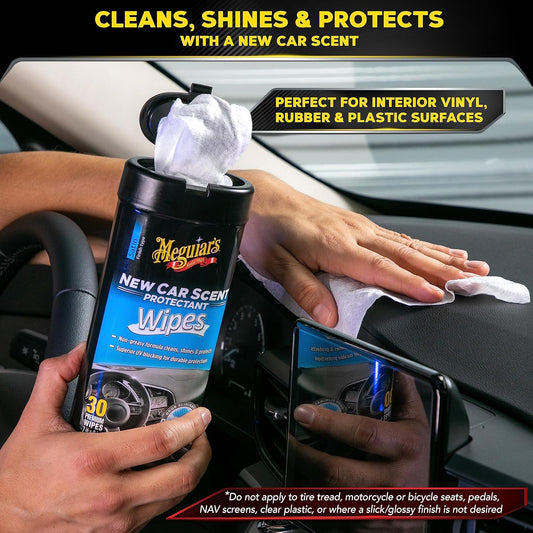 Meguiar’s New Car Scent Protectant Wipes, Car Wipes For Drivers & Detailers—Car Cleaning Wipes That Clean, Protect And Freshen; Car Interior Wipes For Cars, Trucks & Suvs - 30 Count
