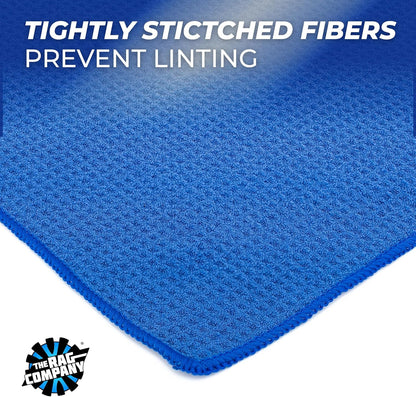 The Rag Company - Standard Waffle Weave Towels, Microfiber Detailing, Window/Glass and Drying, Wax & Polish, Lint-Free, Streak-Free, 370gsm, 16in x 16in, Light Blue (3-Pack)