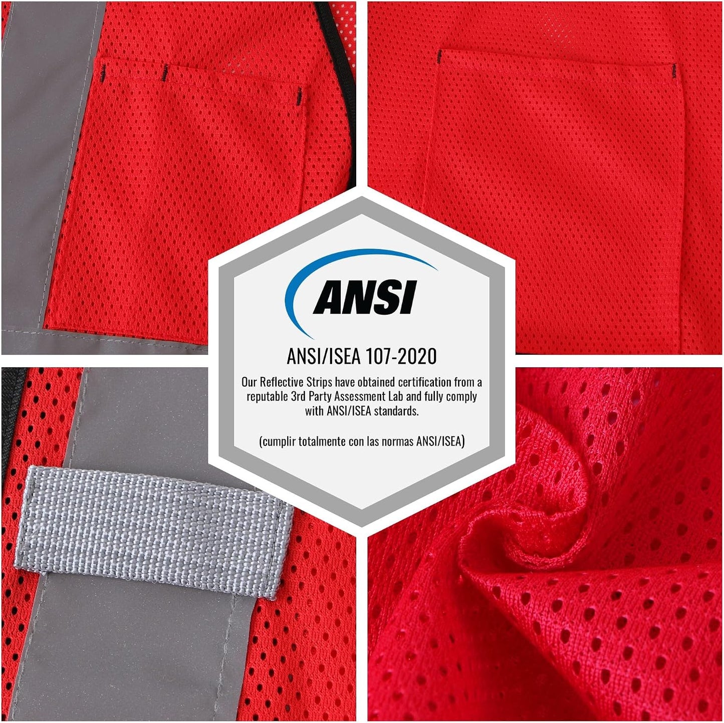 JKSafety Safety Vest for men women Hi Vis Vest with Pockets and Zipper High Visibility Meet ANSI Standard（BX310