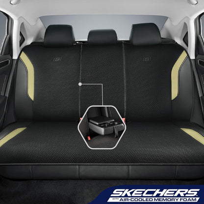 Skechers Memory Foam Seat Covers, Air Cool Mesh Thick Car Seat Covers, Car Seat Covers Front Seats Airbag Compatible, Universal Automotive Comfort for Most Cars, Vans, Trucks, SUV,Black