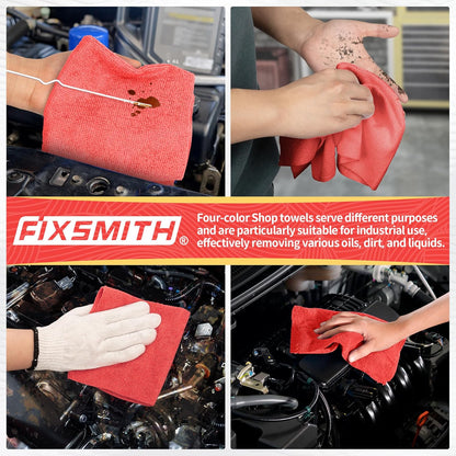 FIXSMITH Shop Towels, Pack of 200, Grey Microfiber Cleaning Cloth Bulk, Microfiber Towels for Cars, All-Purpose Absorbent Cleaning Rags, Dust Cloth for Automotive, Mechanic, Garage, 11.5 x 11.5 inch