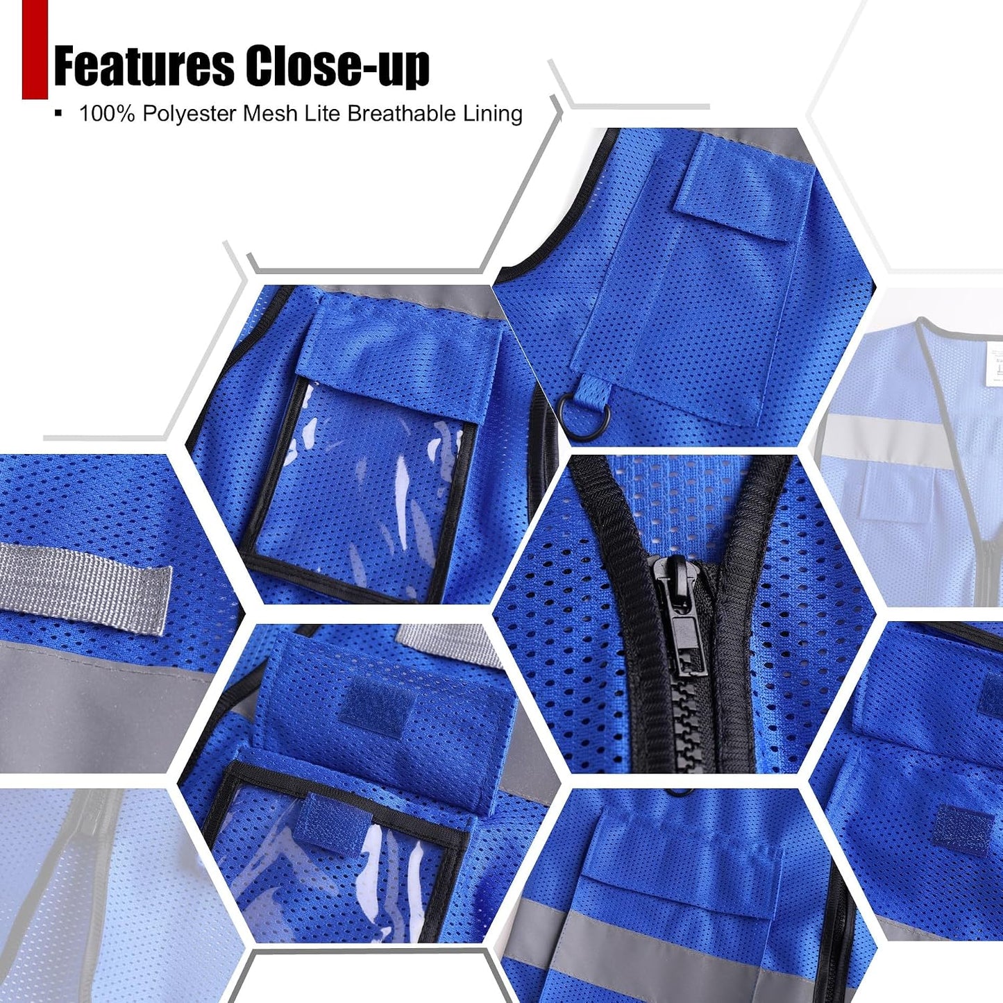 Safety Vest for Men Women Hi Vis Vest with Pockets Mesh High Visibility Vests Meets ANSI/ISEA Standards