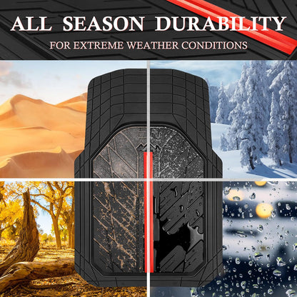 CAR PASS Heavy Rubber Car Floor Mats, Deep Waterproof Car Mats All Weather, Universal Trim-to Fit Automotive Floor Mats for Car SUV Truck Van, Durable Floor Liners Solid Black