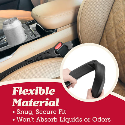 Lusso Gear Car Seat Gap Organizer - Pack of 2 - Prevents Items Falling & Seat Gap Filler - Universal Fit 0.5"-2" Slots & Automotive Use - Easy Clean Design for Auto Accessories - Gray Faux Leather