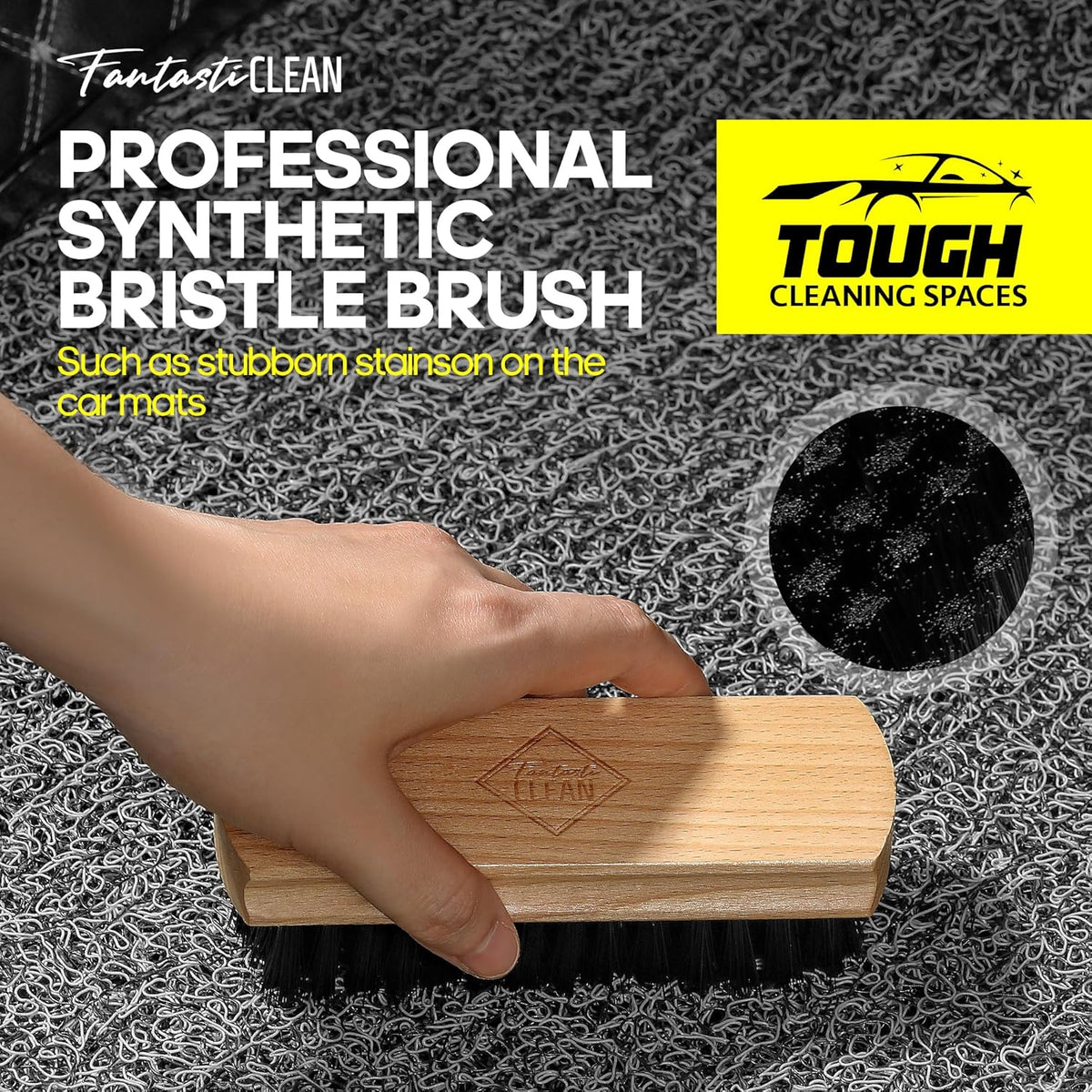 Fantasticlean 9PCS Car Interior Detailing Set, Microfiber Cloth & Applicator, Single-Head Detailing Brushes, Natural Bristles, Scratch-Free & Ultra-Soft for Seats Leather Care or Cleaning