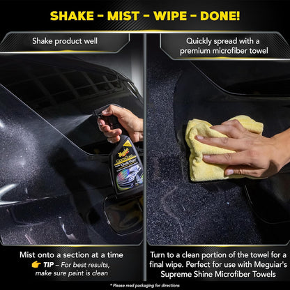 Meguiar's G7716 Gold Class Carnauba Quik Wax, Special Blend for Richness and Shine, Clear Coat Safe Meguiar's Quik Wax, Spray that Leaves Lasting Results without Residue, 16 Oz Containe