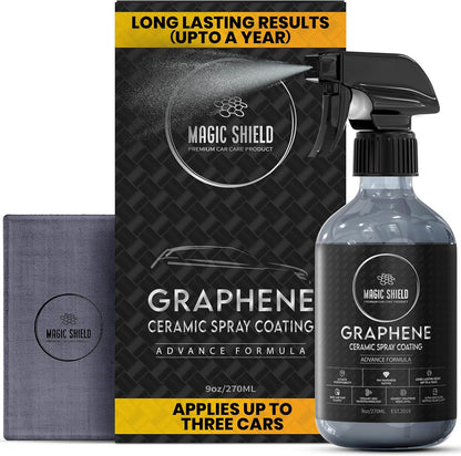 Magic Shield Graphene Ceramic Spray Coating - LAST SO LONG! Quick & Easy for Cars, Motorcycles, Boats & More - Professional-Grade Sealant for Maximum Gloss & Shine - Waterless Wash & Wax - 16oz Bottle