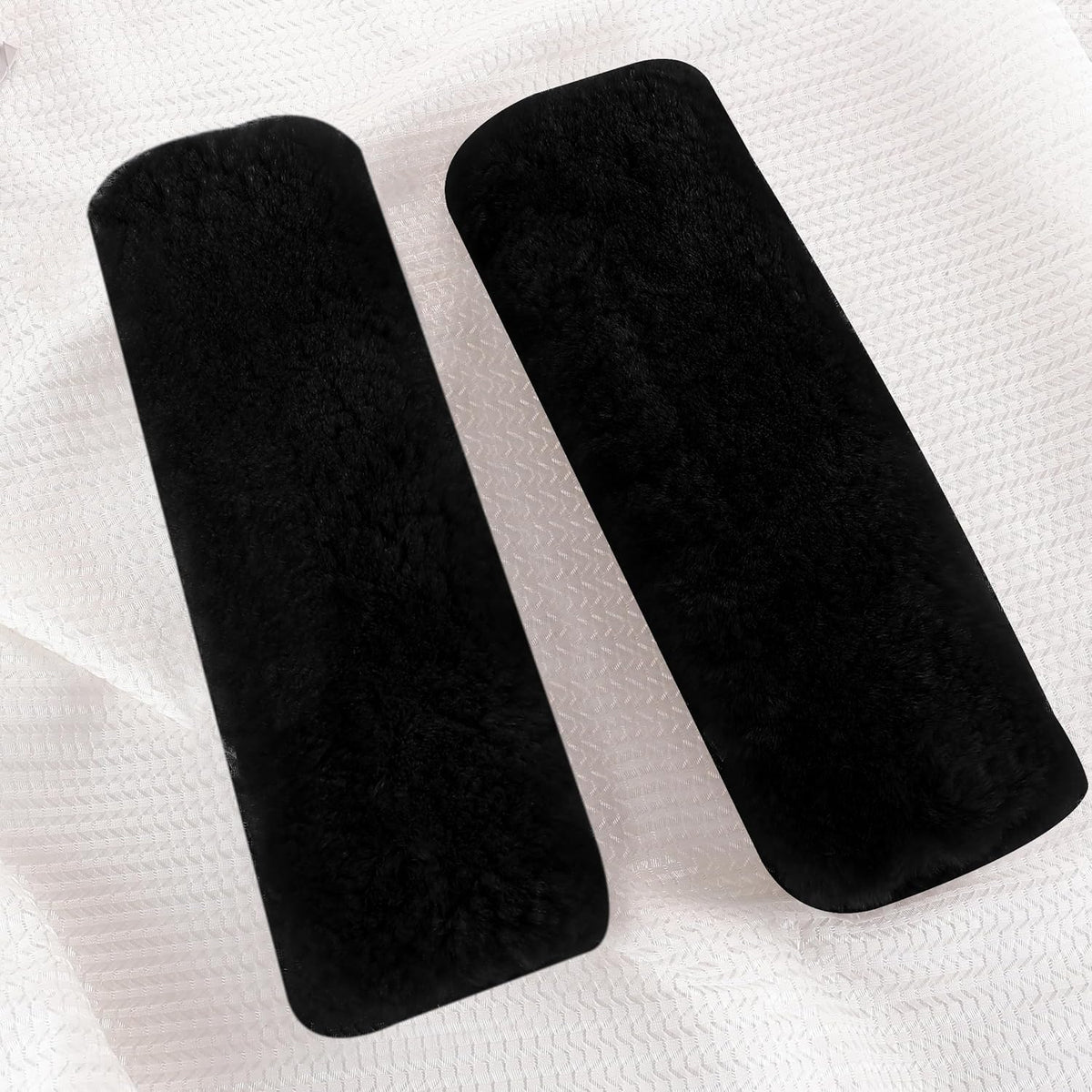Amooca Soft Faux Fur Universal Fit Seatbelt Cover Car Truck SUV Airplane Seat Belt Shoulder Pad for Carmera Backpack Straps Neck Cushion Protector 2 Pack 10.5in Dark Gray