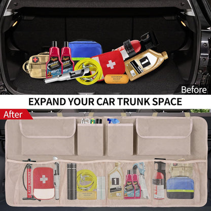 Car Trunk Organizer and Storage, Large Capacity Backseat Hanging Storage Accessories, Backseat Car Organizer for SUV/MPV/Truck (Black)