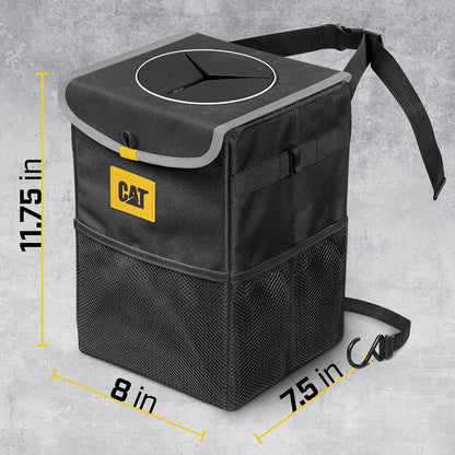 CAT® Car Trash Can & Ice Cooler – 2.4 Gallon Hanging Organizer with Anti-Spill Lid, Leak-Proof Waterproof Liner, Multi-Use Vehicle Bin for Cars, Trucks, SUVs – Heavy-Duty Travel Accessory
